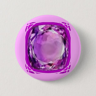 Rose Lilac Amethyst Gemstone by SHARLES 6 Cm Round Badge