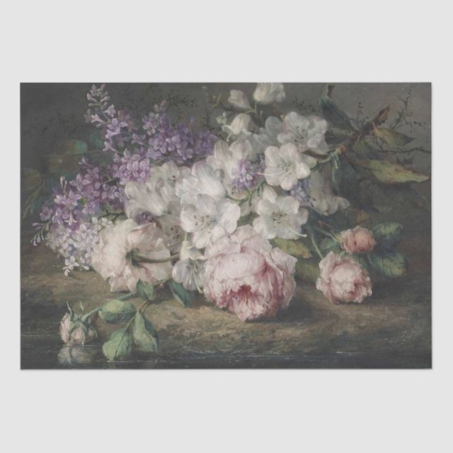 Rose Lilac Azalea Flower Floral Decoupage Fine Art Tissue Paper (Front)