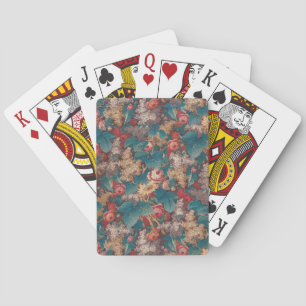 Rose, Lilac, Large Leaves Pattern Vintage Garden Playing Cards