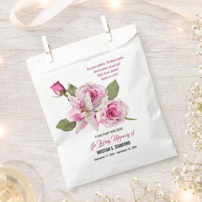 Rose Lily Greenery Seed Packet Favour Bags (Clipped)