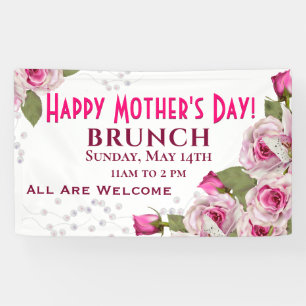 Rose Lily Pearl Pink Mother's Day Banner