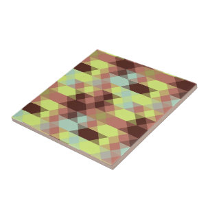 rose, lime, yellow and coffee bean geometric tile