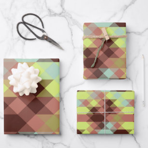 rose, lime, yellow and coffee bean geometric wrapping paper sheet