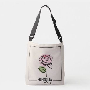 Rose Line Art Crossbody Bag