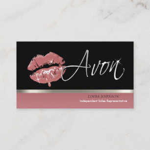 Rose Lipstick and Silver - Avon Business Card