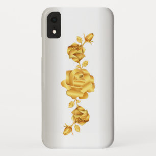 Rose Lovers Design   Gold on Silver iPhone XR Case