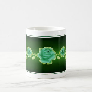 Rose Lovers Design Metallic Green Rose Coffee Mug