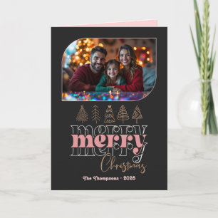 Rose Luxe Hand Drawn Merry Christmas Photo Holiday Card