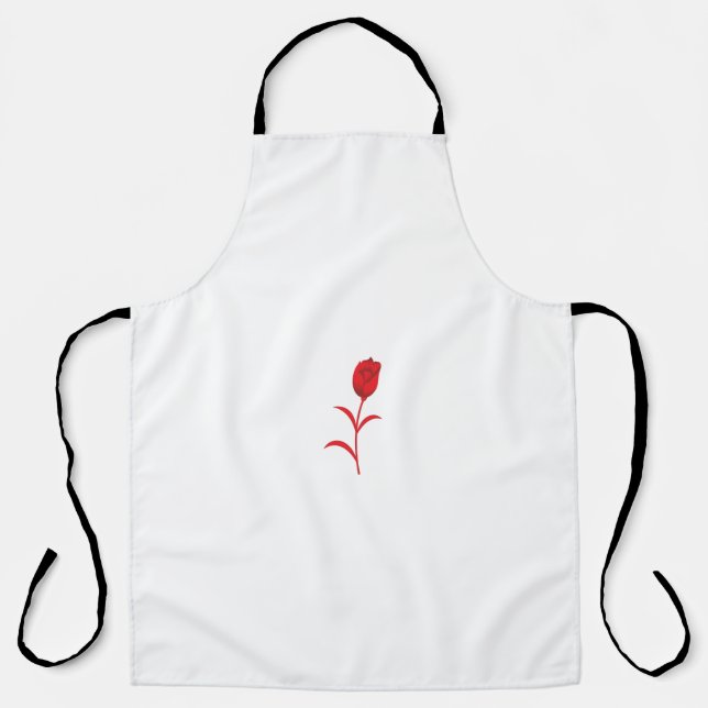 Rose Madder, Lava Red, floral Design Apron (Front)