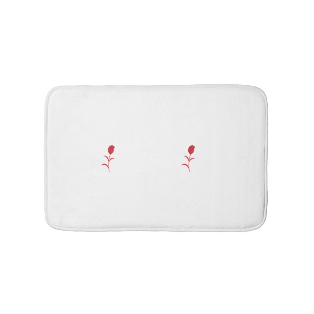 Rose Madder, Lava Red, floral Design Bath Mat (Front)