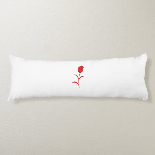 Rose Madder, Lava Red, floral Design Body Cushion (Front)