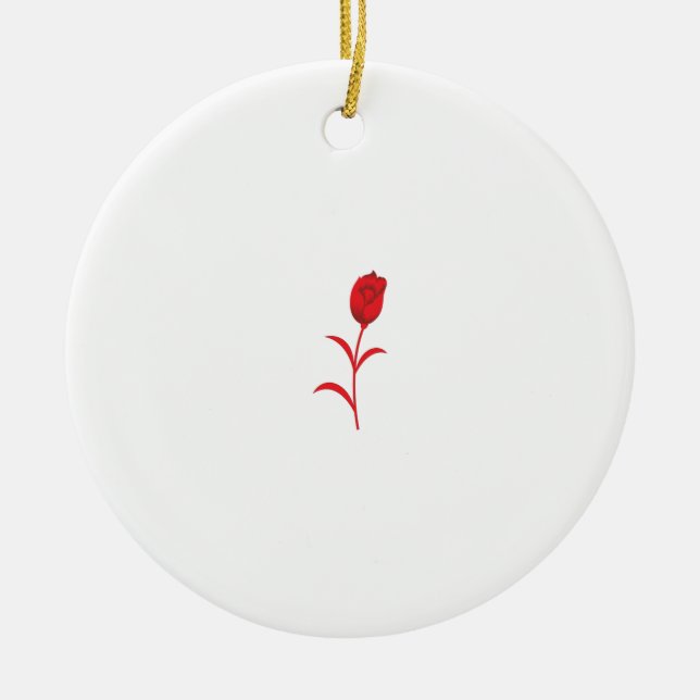 Rose Madder, Lava Red, floral Design Ceramic Tree Decoration (Front)