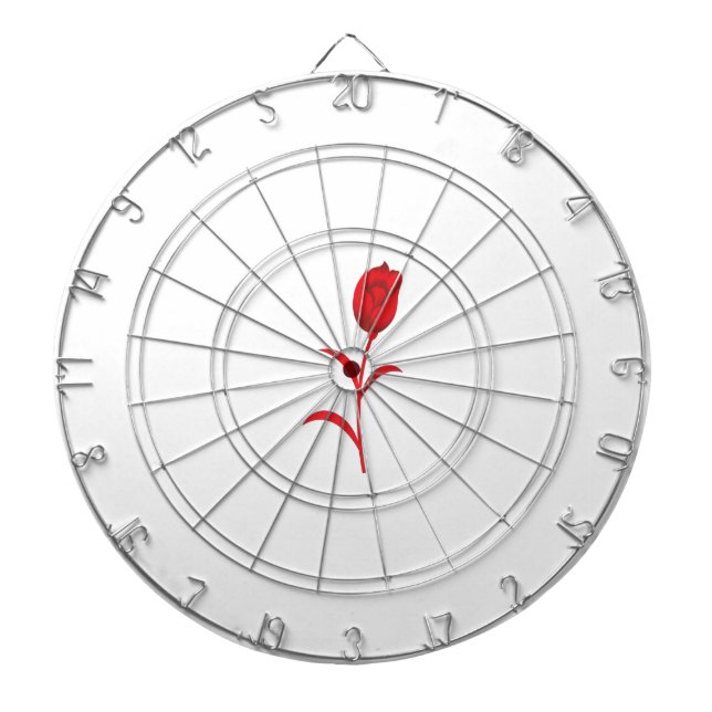Rose Madder, Lava Red, floral Design Dartboard (Front)