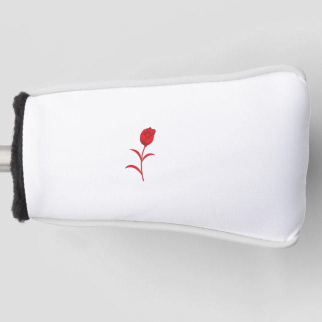 Rose Madder, Lava Red, floral Design Golf Head Cover (Front)