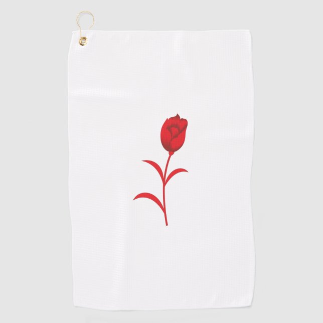 Rose Madder, Lava Red, floral Design Golf Towel (Front)