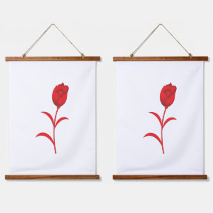 Rose Madder, Lava Red, floral Design Hanging Tapestry