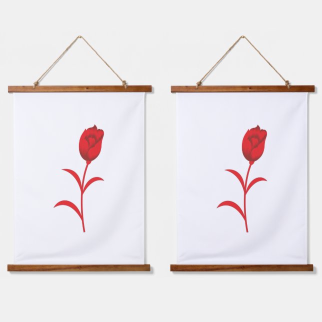 Rose Madder, Lava Red, floral Design Hanging Tapestry (Double)