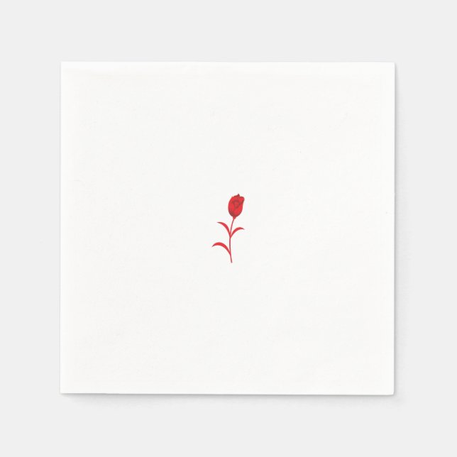 Rose Madder, Lava Red, floral Design Napkin (Front)