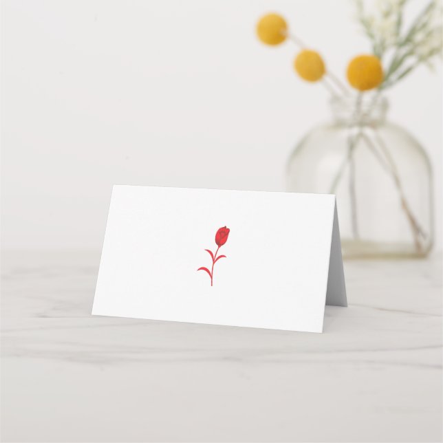 Rose Madder, Lava Red, floral Design Place Card (Front)
