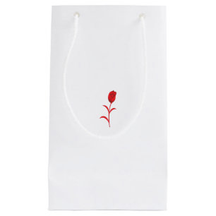 Rose Madder, Lava Red, floral Design Small Gift Bag