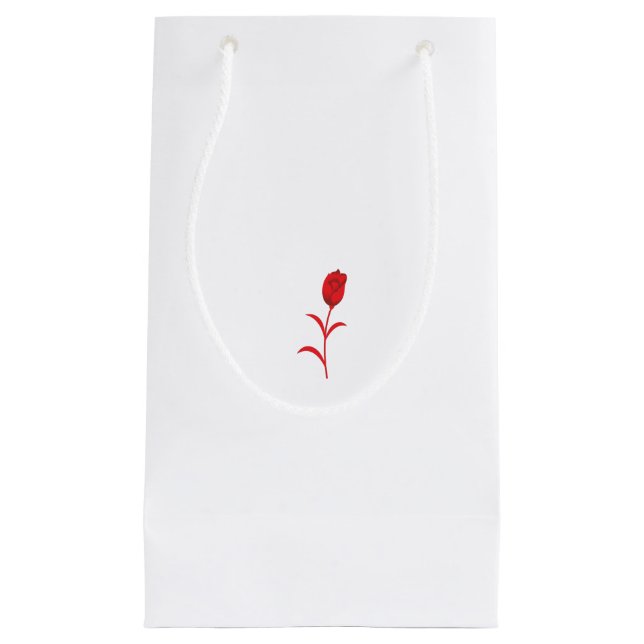 Rose Madder, Lava Red, floral Design Small Gift Bag (Front)