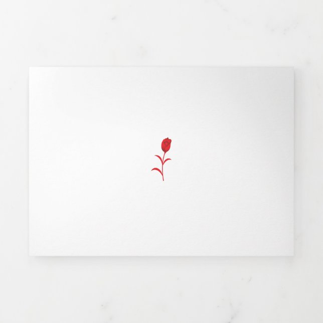 Rose Madder, Lava Red, floral Design Tri-Fold Card (Cover)