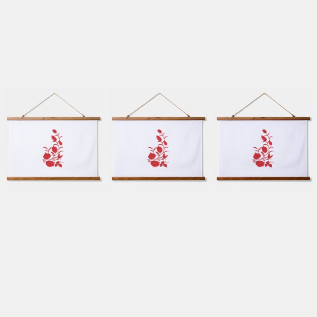Rose Madder, Thunderbird floral design Hanging Tapestry (Triple)