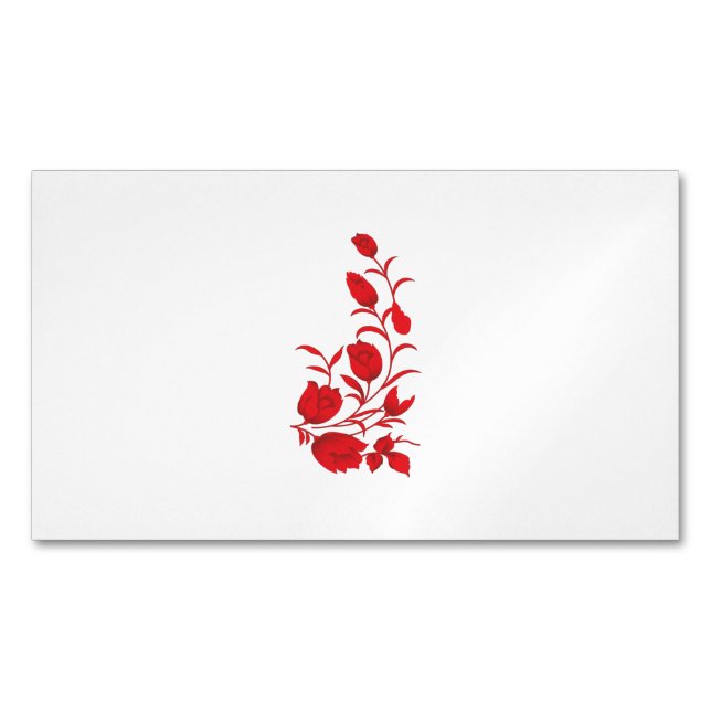Rose Madder, Thunderbird floral design Magnetic Business Card (Front)
