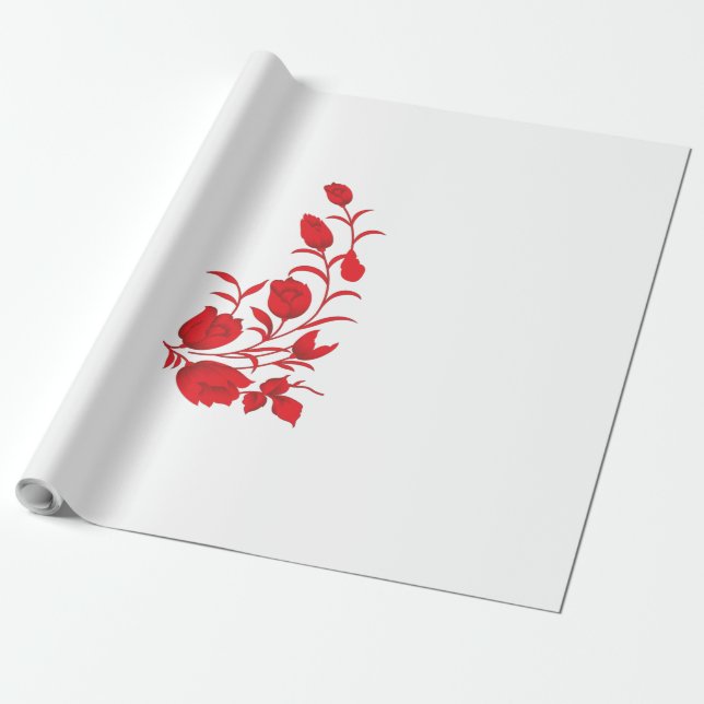 Rose Madder, Thunderbird floral design Wrapping Paper (Unrolled)