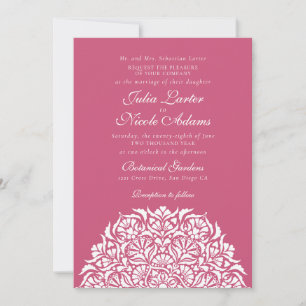 Rose Magenta Pink Whimsical Floral Mandala Wedding Invitation