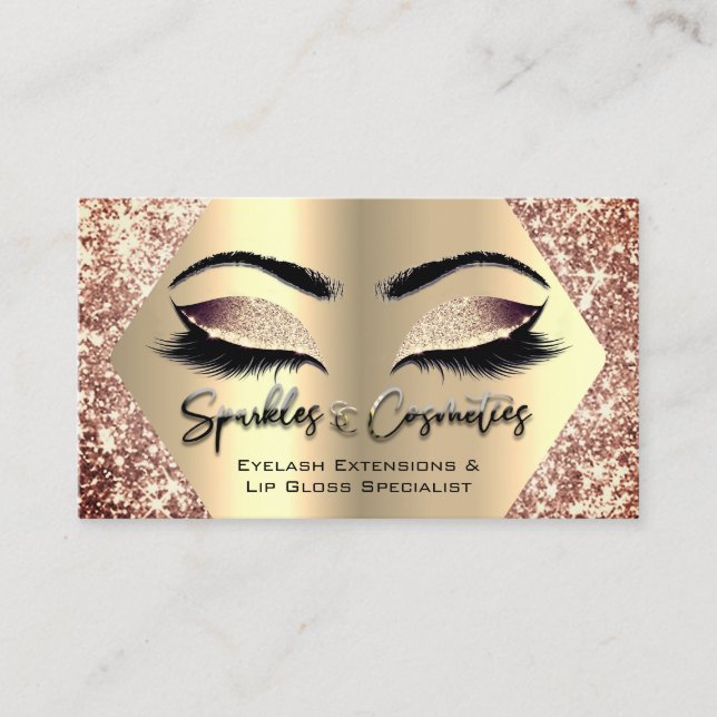 Rose Makeup Eyelash Extensions Lip Gloss Specialis Business Card (Front)