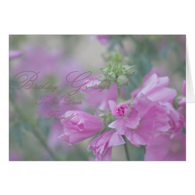 Rose Mallow Birthday Greetings To A Dear Friend (Front Horizontal)