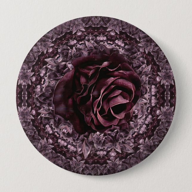 Rose Mandala  10 Cm Round Badge (Front)