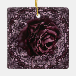 Rose Mandala Ceramic Ornament
