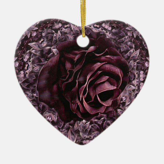 Rose Mandala  Ceramic Tree Decoration (Front)