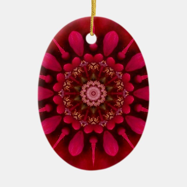 Rose Mandala Ceramic Tree Decoration (Front)
