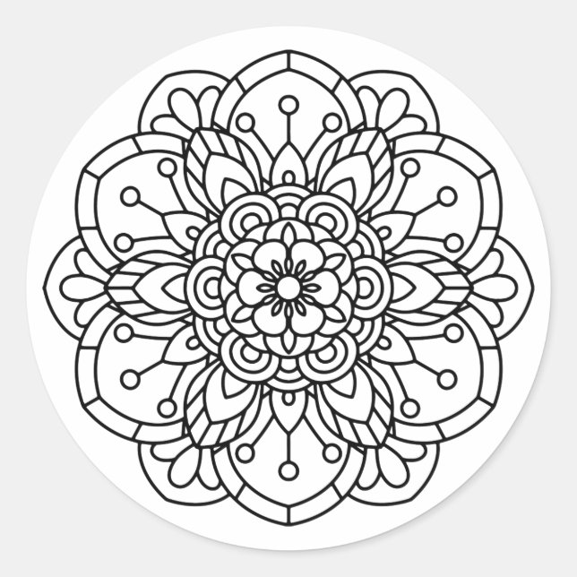 Rose Mandala Classic Round Sticker (Front)