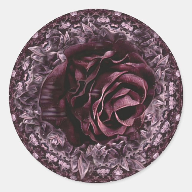 Rose Mandala  Classic Round Sticker (Front)