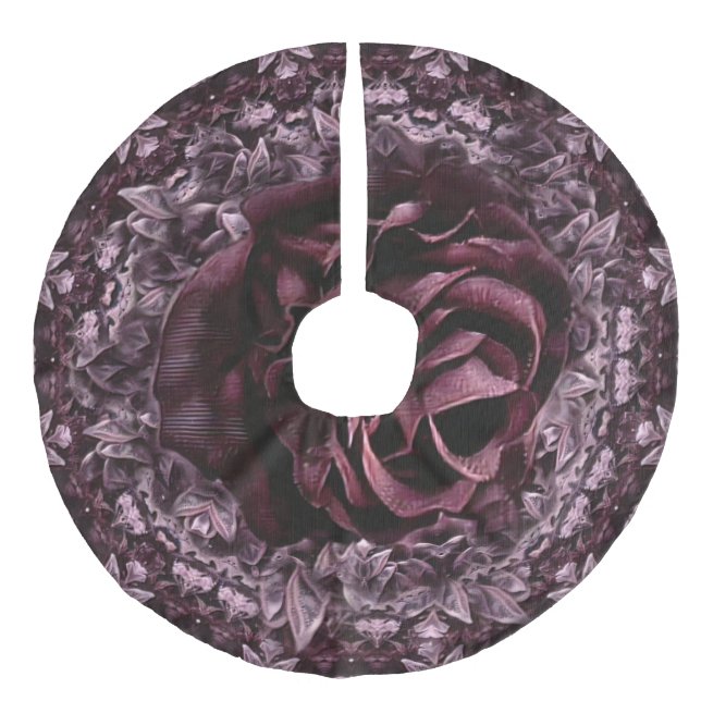 Rose Mandala  Faux Linen Tree Skirt (Front)