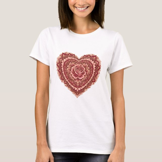 Rose Mandala Heart of Love T-Shirt (Front)