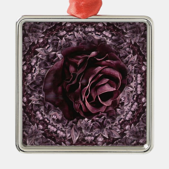 Rose Mandala  Metal Tree Decoration (Front)