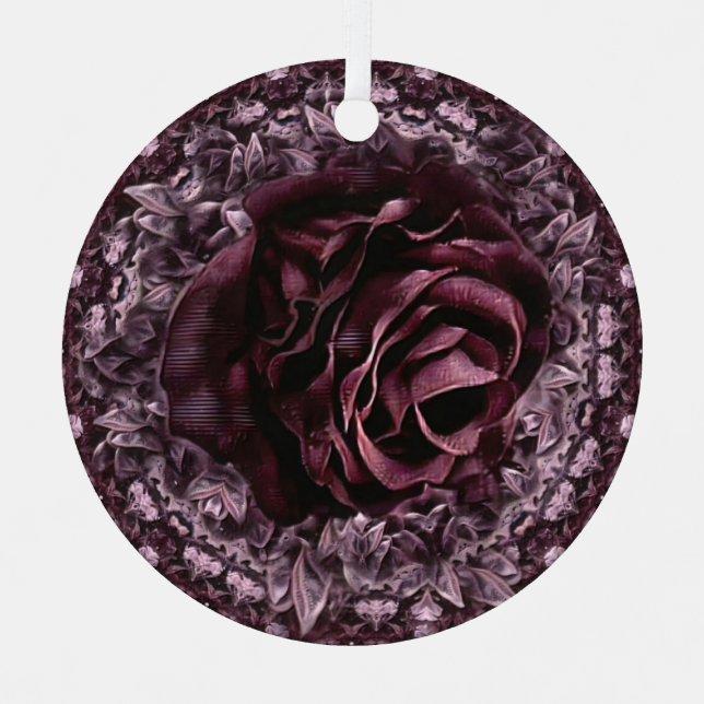 Rose Mandala  Metal Tree Decoration (Front)