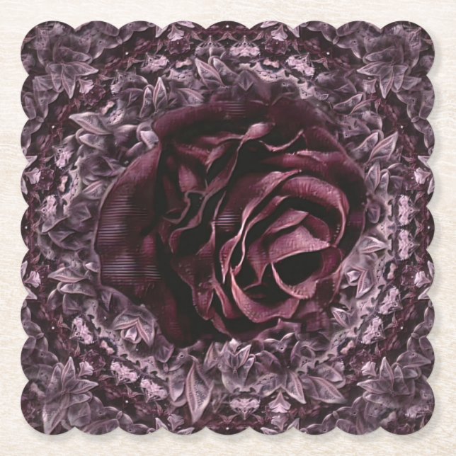 Rose Mandala  Paper Coaster (Front)