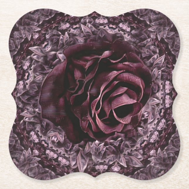 Rose Mandala  Paper Coaster (Front)