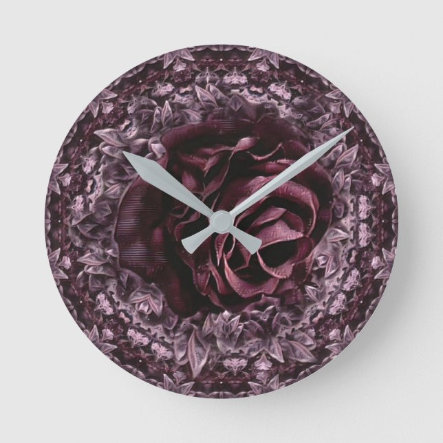 Rose Mandala  Round Clock (Front)