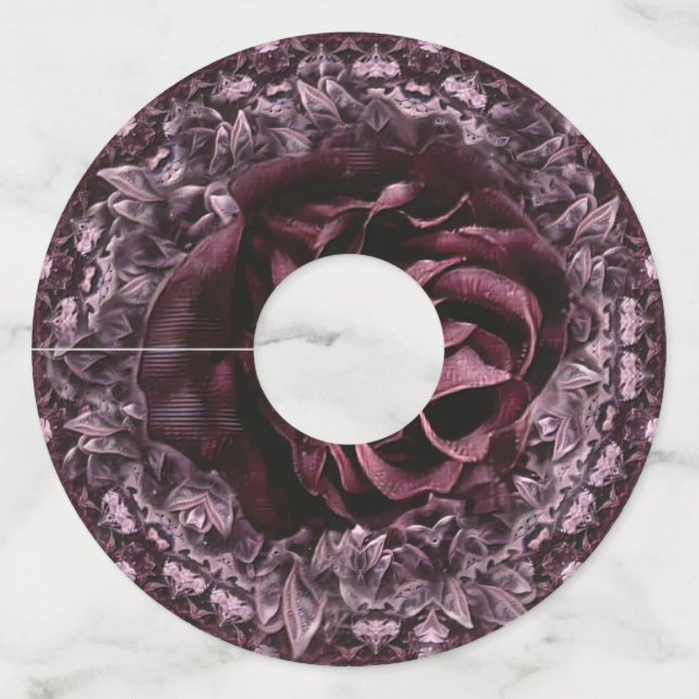 Rose Mandala  Wine Glass Tag (Front)