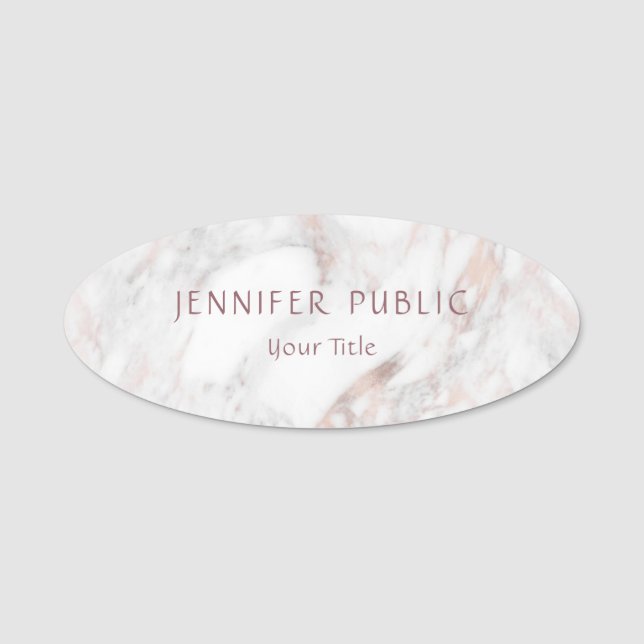 Rose Marble Elegant Modern Template Professional Name Tag (Front)