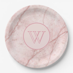 Rose Marble Organic Dusty Rose Blush Paper Plate