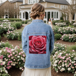 Rose Mark Denim Jacket with Elegant Floral Accent