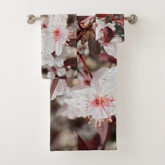 Rose Maroon Flora Bath Towel Set (Insitu)